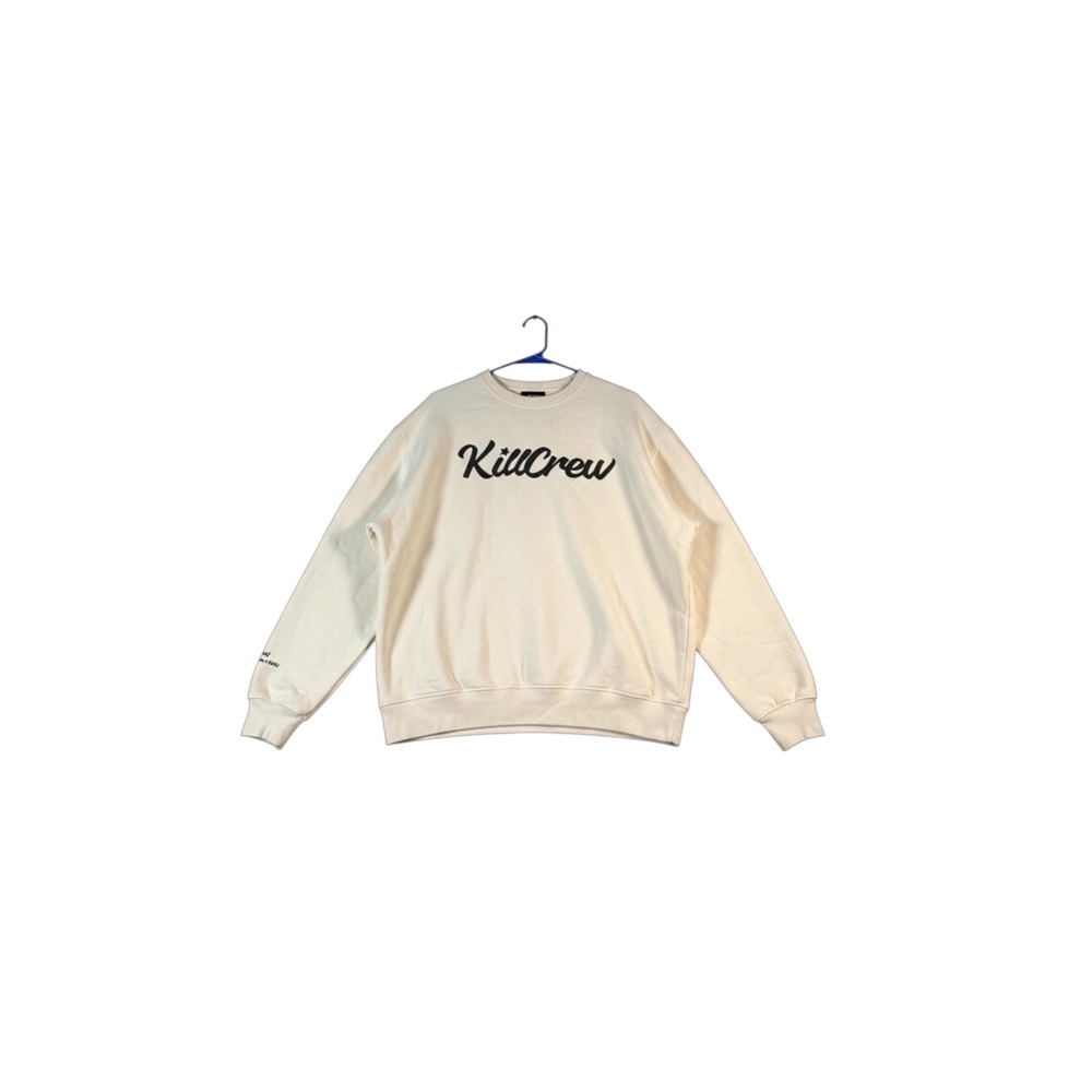KillCrew Lux Script Crewneck Oversized Sweatshirt Cream Black XS